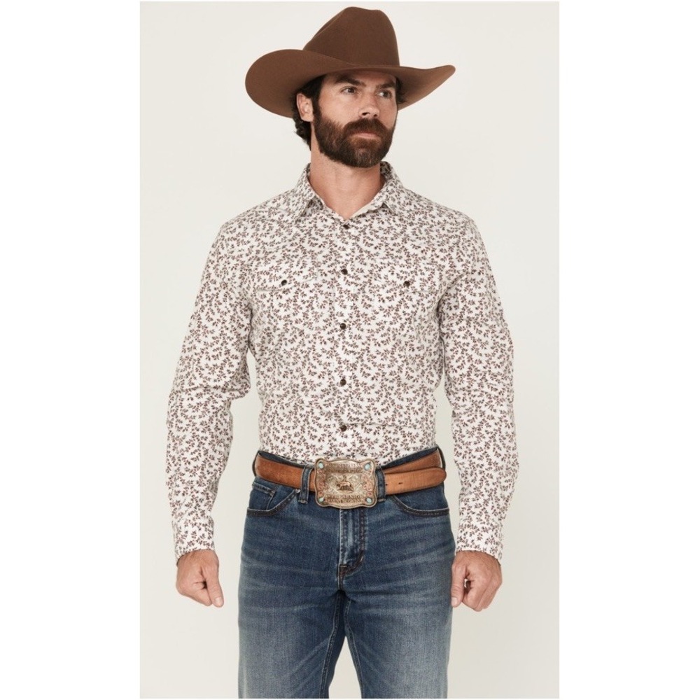Gibson Trading Co Men's River Bank Floral Print Long Sleeve Snap Western Shirt L - Picture 8 of 9